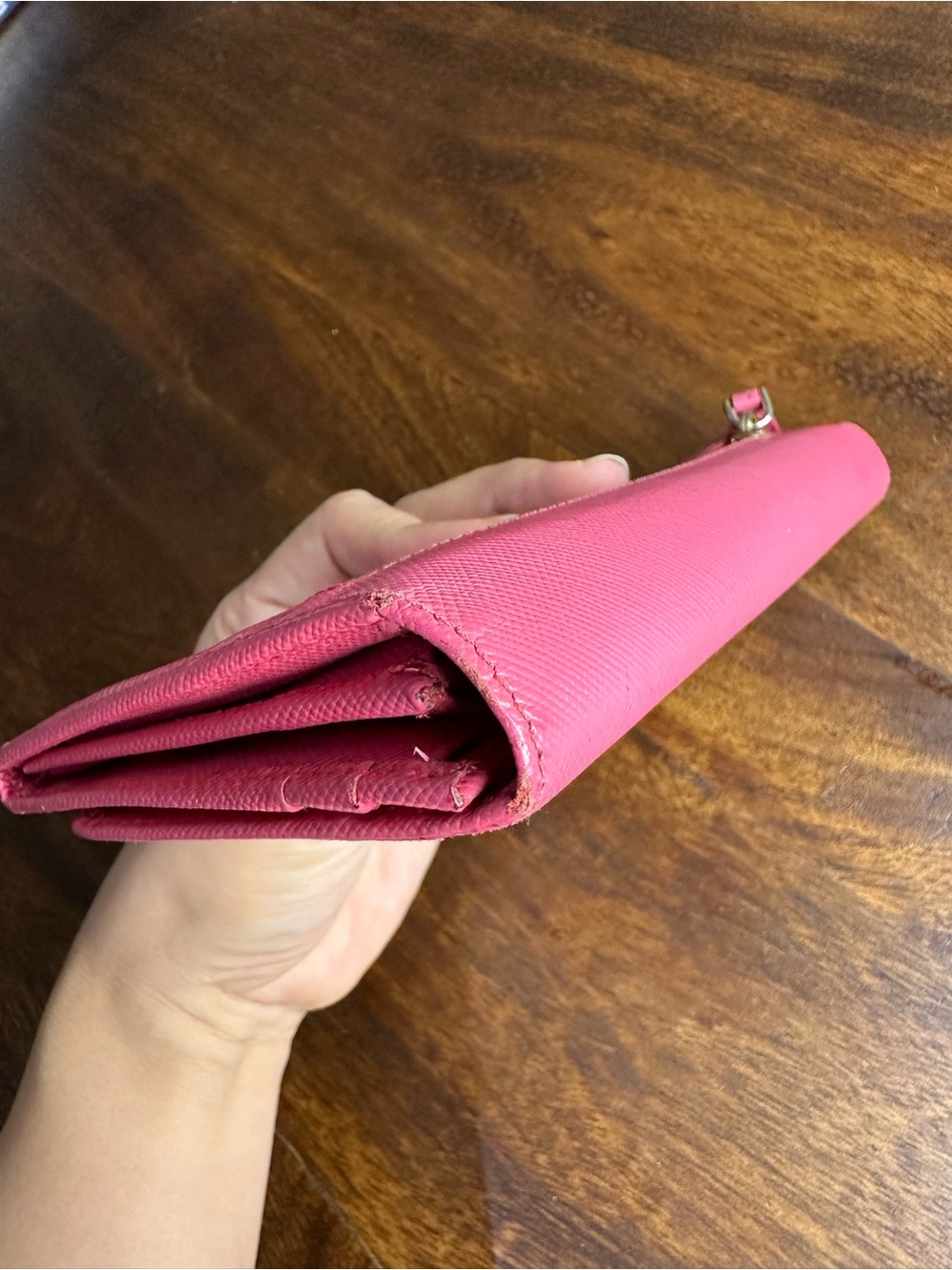 Authentic pre-loved Prada Hot Pink Saffiano Leather Continental Wallet - Picture 14 of 16